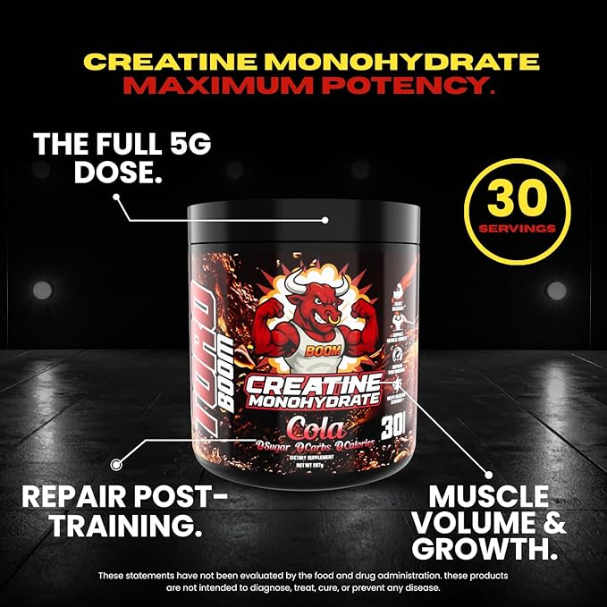 Creatine for Strength &amp Muscle Energy Production 5g per Serving Micronized Creatine Powder Pre-Workout Muscle Health Style Supplement for Gym Beginners 30 Servings Made in USA. (Cola)