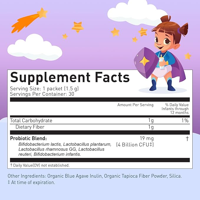 LOVEBUG Probiotics for Babies - Organic Baby Probiotics 6-12 Months for Baby Immune Support Gas Colic Diarrhea &amp Infant Constipation Relief Sugar-Free Tasteless Powder 30 Pack