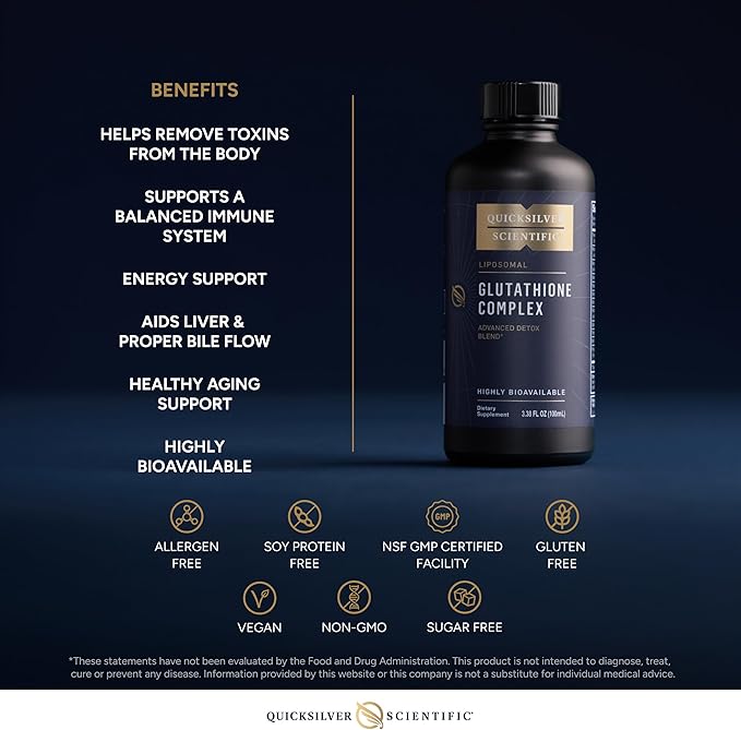Quicksilver Scientific Glutathione Complex - Superior Absorption Antioxidant Supplement with Liquid Glutathione &amp Milk Thistle - Vitamin B Complex - Supplement for Daily Use (3.38 fl oz)