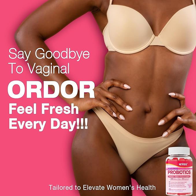 Vaginal Probiotics Gummies for Women PH Balance Odor Control with Prebiotics Cranberry D-Mannose Promotes Feminine Healthy Vaginal Flora Urinary Tract Yeast Digestive Support Sugar Free60Cts
