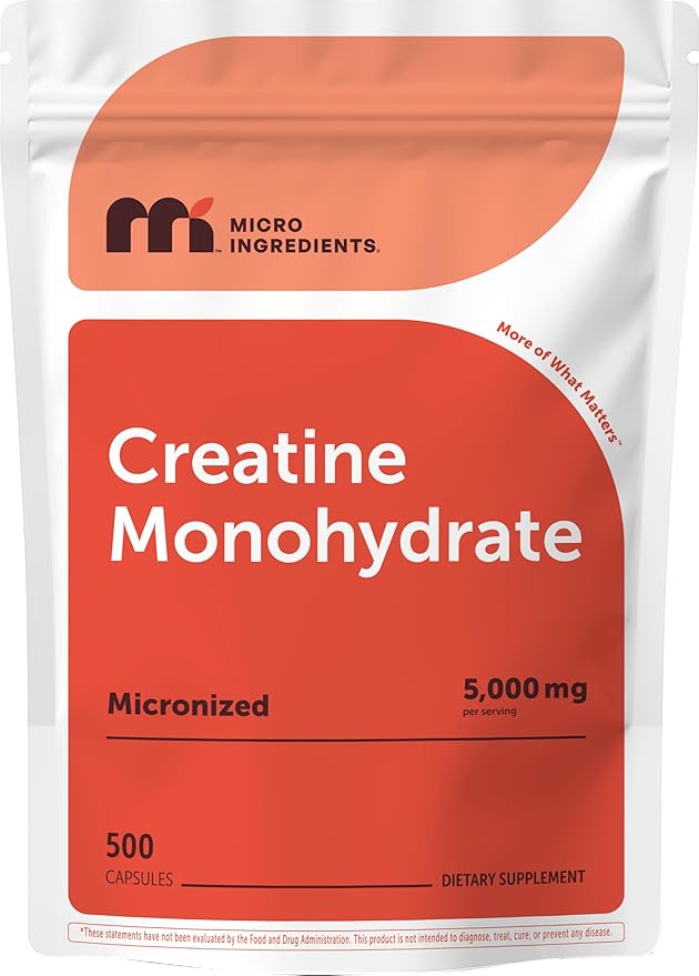 Creatine Monohydrate 5000mg 500 Capsules | Pure Creatine Pills – Micronized + Unflavored Powder Source Easy Absorption | Keto Non-GMO