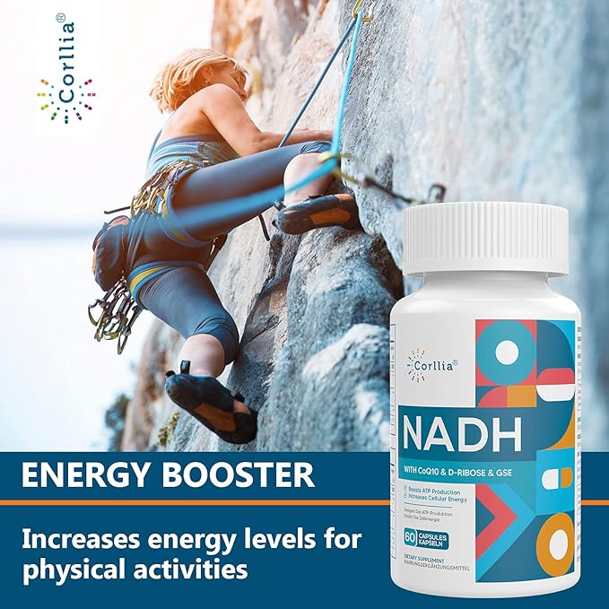 NADH + CoQ10 + D-Ribose Supplement Enhance NAD+ Supplement for Energy Fatigue  60 Capsules