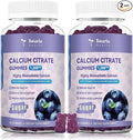 2 Pack Calcium Citrate Gummies 1200 mg - Calcium Supplements for Women with Vitamin D3 &amp K2MagnesiumZinc - Sugar Free Calcium Gummies for Bone &amp Teeth &amp Immune Support- Blueberry Flavor