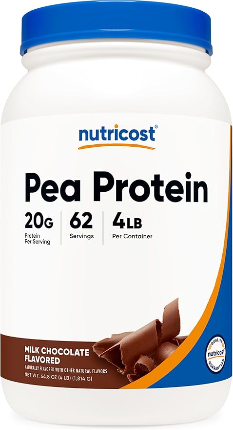 Nutricost Pea Protein Powder (4 LBS) Chocolate - 20g of Vegan Pea Protein Isolate GMO-Free Gluten-Free 62 Servings