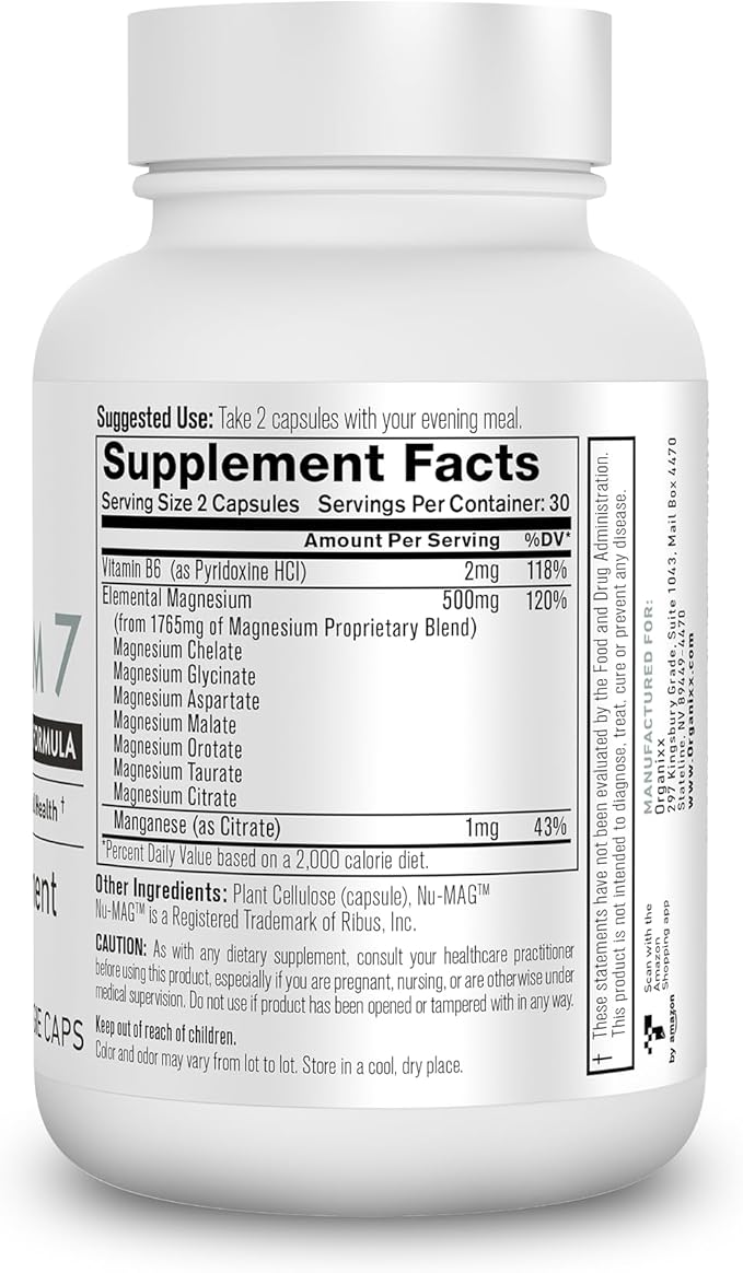 Organixx Magnesium 7 (60 Caps) &amp Multi-Vita-Maxx (90 Caps) Bundle USDA Organic Multivitamin with 19 Vitamins &amp Minerals Bioavailable Magnesium Supports Energy Vegan &amp Non-GMO