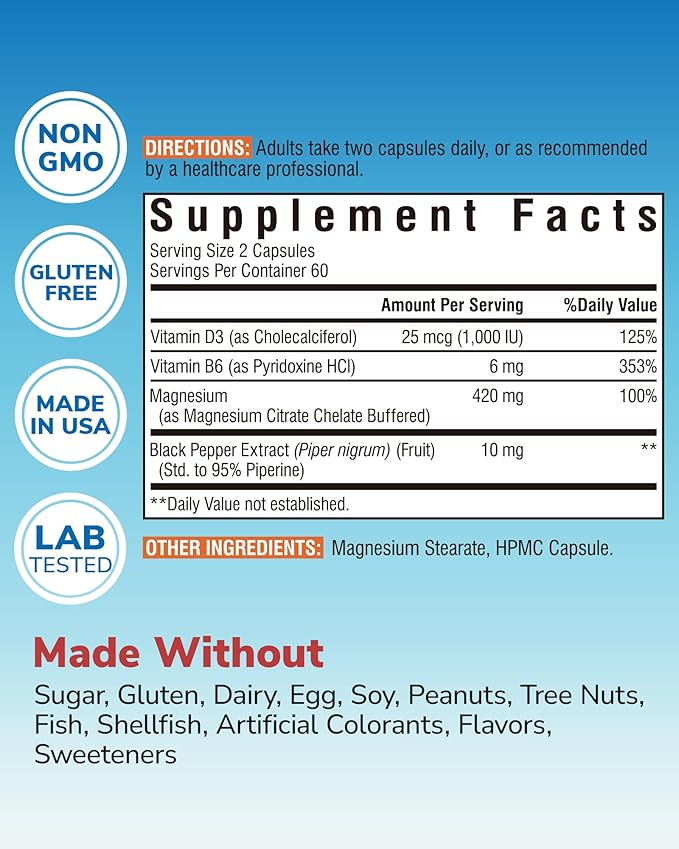 Vitamin B12 Sublingual 5000 mcg 90 Tablets Magnesium Citrate 420mg with Vitamin D3 &amp B6 120 Capsules