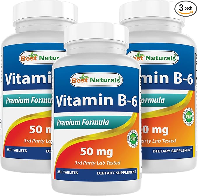 Best Naturals Vitamin B6 50 mg 250 Tablets (250 Count (Pack of 3))