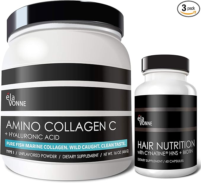 Collagen Peptides &amp Hair Nutrition + Cynatine HNS + Hyaluronic Acid + Biotin