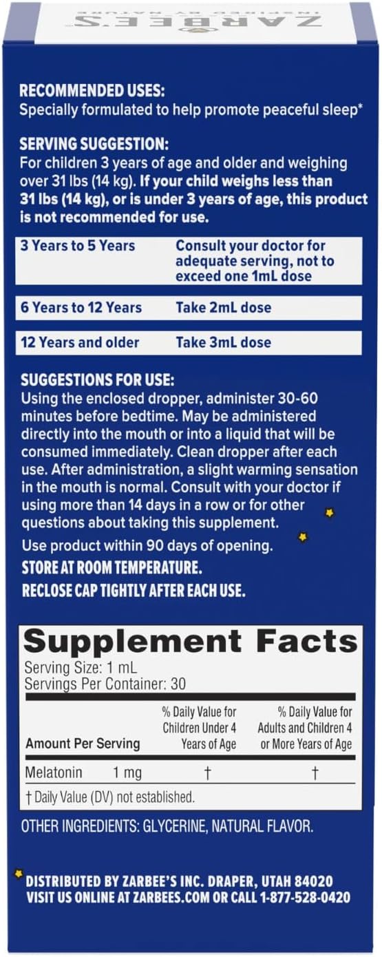 Zarbee's Naturals Children's Sleep Liquid with Melatonin Natural Berry Flavor - 1 oz Pack of 2