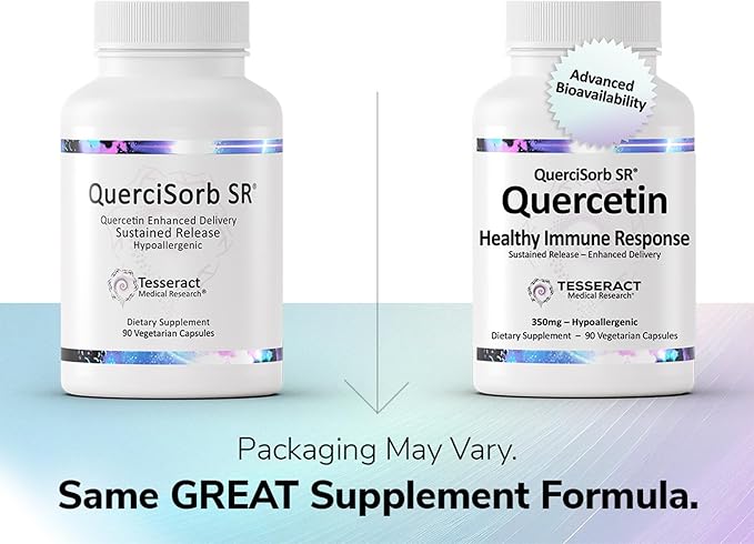Tesseract Medical Research QuerciSorb SR Immune Support Supplement Sustained Release Quercetin Supports Immune Function and Overall Health Hypoallergenic. 400 mg 90 Capsules