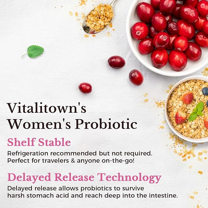Vitalitown Women's Complete Health Bundle - Probiotics 120 Billion CFUs 30 Strains + Cranberry + Myo-Inositol &amp D-Chiro Gut Health Vaginal Health &amp Hormone Balance Support Vegan