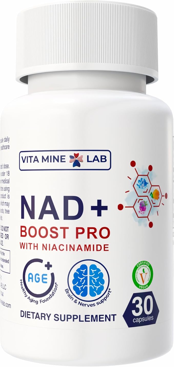 NAD+ Boost Pro Supports Cellular Energy Brain &amp Muscle Function 30 Capsules Halal Vegan Gluten-Free Made in USA