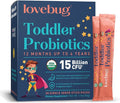 Lovebug Kids Probiotic Powder with Prebiotic Fiber - Toddler Immunity Support &amp Constipation Relief - USDA Organic Probiotics for Childrens Gut &amp Digestive Health (Ages 1-4) - 30 Pack (Unflavo
