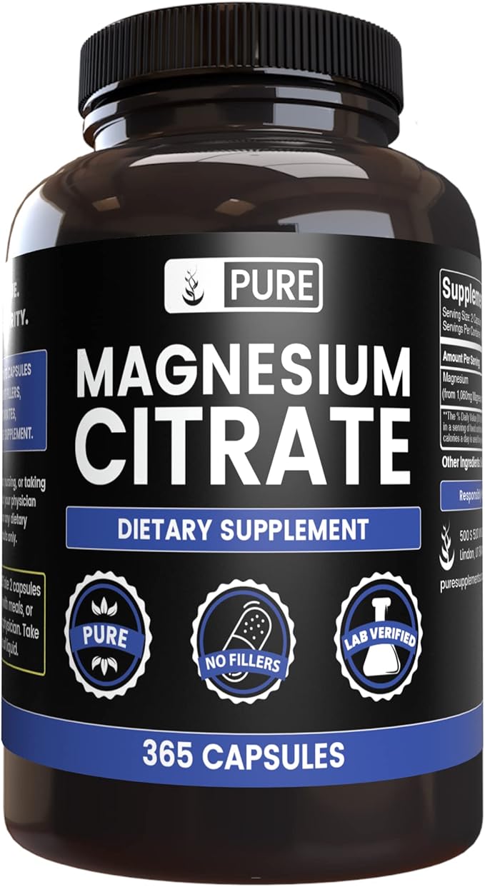 PURE ORIGINAL INGREDIENTS L-Tyrosine and Magnesium Citrate Bundle 365 Capsules Each Always Pure Lab Verified