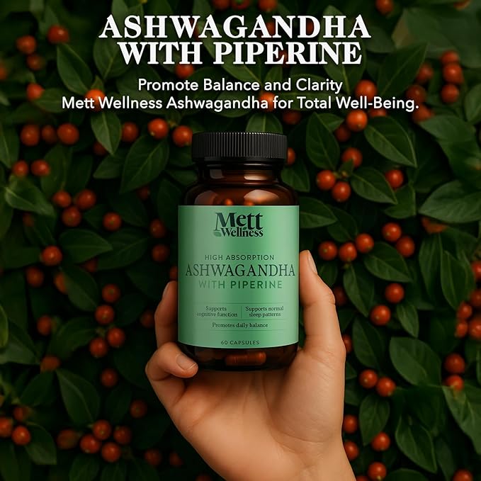 Ashwagandha with Piperine | 60 Capsules | Supports Brain Function Energy &amp Immune Function | Helps Encourage a Sense of Restfulness