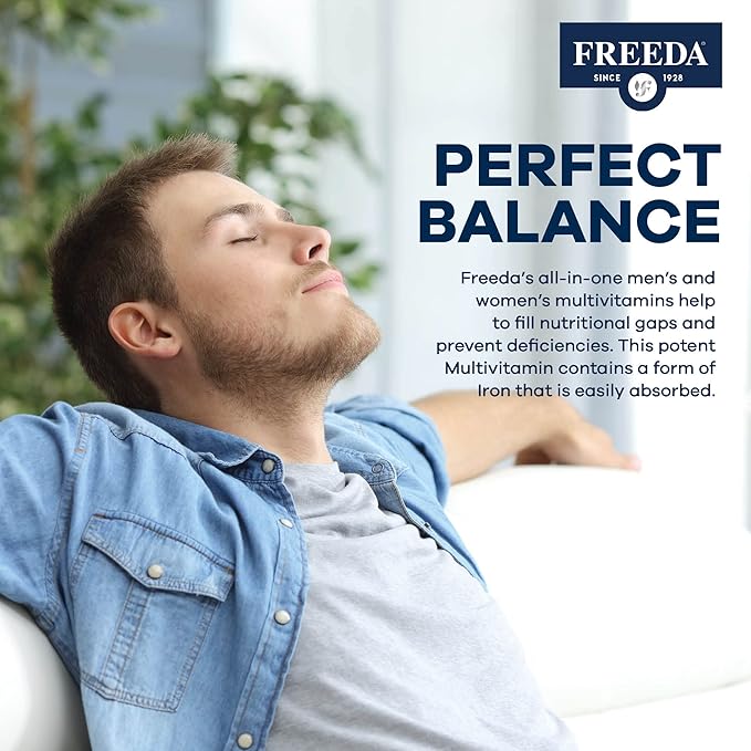 FREEDA Multivitamin One Daily – Quintabs-M with Iron – Kosher Multi Vitamins Supplements for Women Health - Multivitamins for Women &amp Iron-Deficient Men Adult Vitamins Multivitamin (250)