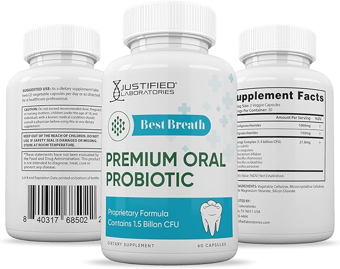 Justified Laboratories (3 Pack) Best Breath 1.5 Billion CFU Probiotic Oral Support 180 Capsules