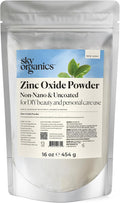 Sky Organics - Zinc Oxide Powder 16 oz - Non-Nano &amp Uncoated - Make Your Own Lotion Deodorant Cream Soap - DIY Essentials - Resealable Bag - Natural Vegan &amp Cruelty Free - Beauty &amp Pe