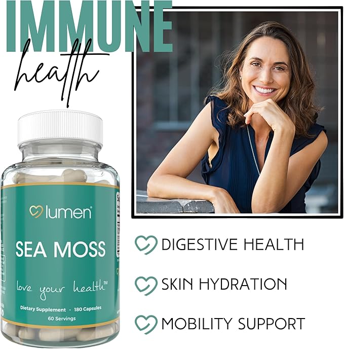 Lumen Naturals Sea Moss for Women – with Irish Moss Bladderwrack &amp BioPerine – 2100mg Per Serving – 180 Capsules – 60 Servings – Non-GMO Vegan &amp Gluten-Free (180 Count (Pack of 1))