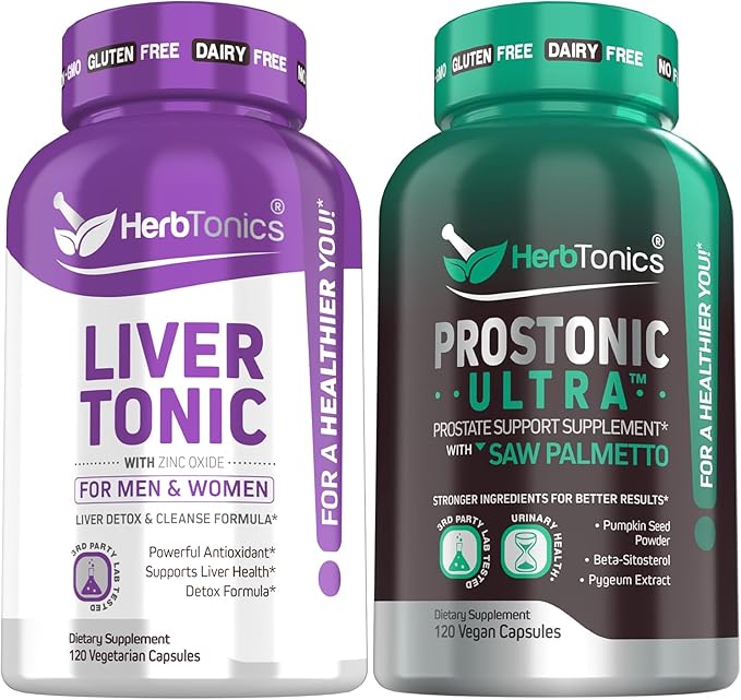 Liver Cleanse Detox &amp Repair Formula with Milk Thistle - Artichoke and Herbs Liver Health Support Supplement - Prostate Support Supplement for Men's Health | with Saw Palmetto &amp Less Urination