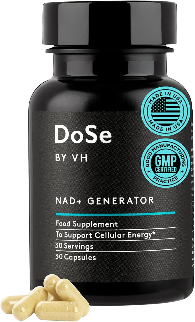 DoSe by VH NAD+ Generator – NAD Supplement with RiaGev-WS Vitamin B3 &amp Vitamin C – Supports NAD+ Levels Cellular Energy Metabolism &amp Healthy Ageing – Vegan Capsules (30 Capsules)