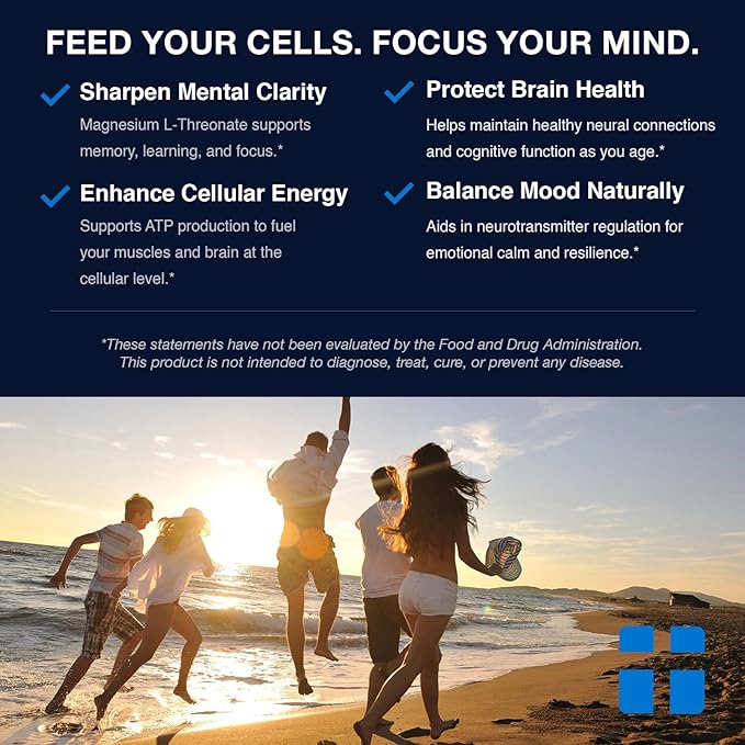Opti + Triple Magnesium Complex Supplement | Magnesium L-Threonate Glycinate &amp Acetyl Taurate Complex Blend | Brain Support for Memory and Focus* | 90 Capsules/30 Servings