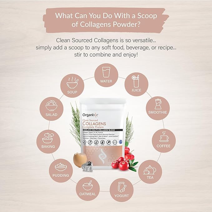 Organixx OrganiGreens (30 Servings) &amp Clean Sourced Collagens (30 Servings) Bundle Daily Super Greens &amp Protein w/Vitamin C &amp Zinc Supports Digestion Skin Hair Nails &amp Joint Healt