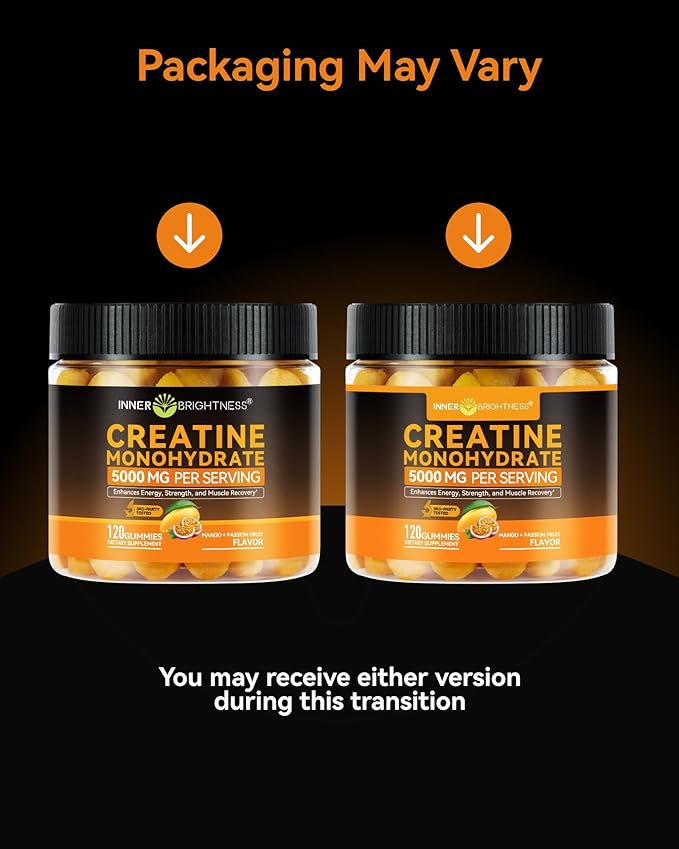 Creatine Monohydrate Gummies for Men &amp Women 5000 mg 3rd Party Tested Creatine Chews for Muscle Growth Strength &amp Energy Support Sugar Free Vegan 120 Count Mango Passionfruit