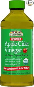Country Farms Organic Apple Cider Vinegar With Ginger Cayenne &amp Maple 16 oz (Pack of 2)