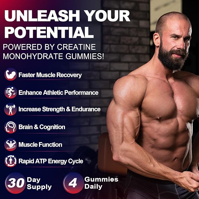 Creatine Monohydrate Gummies for Men &amp Women 8500MG Creatine Gummies Sugar Free Mixed Flavored with L-Taurine BCAA 2:1 B12 B6 for Boost Strength Focus &amp Endurance Vegan Non-GMO 120pcs