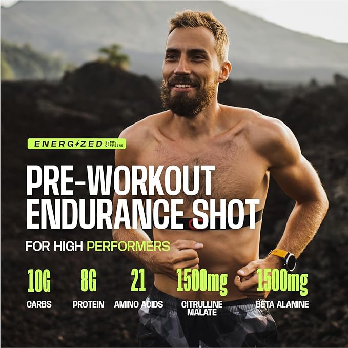 Frog Fuel Ultra Energy Gel &amp Energized Pre Workout Shot with 120mg Caffeine 1500mg Beta Alanine Electrolytes 8g Protein Nano-Hydrolyzed Grass Fed Collagen 10g Carbs Berry 1.2 oz Packets 24 P