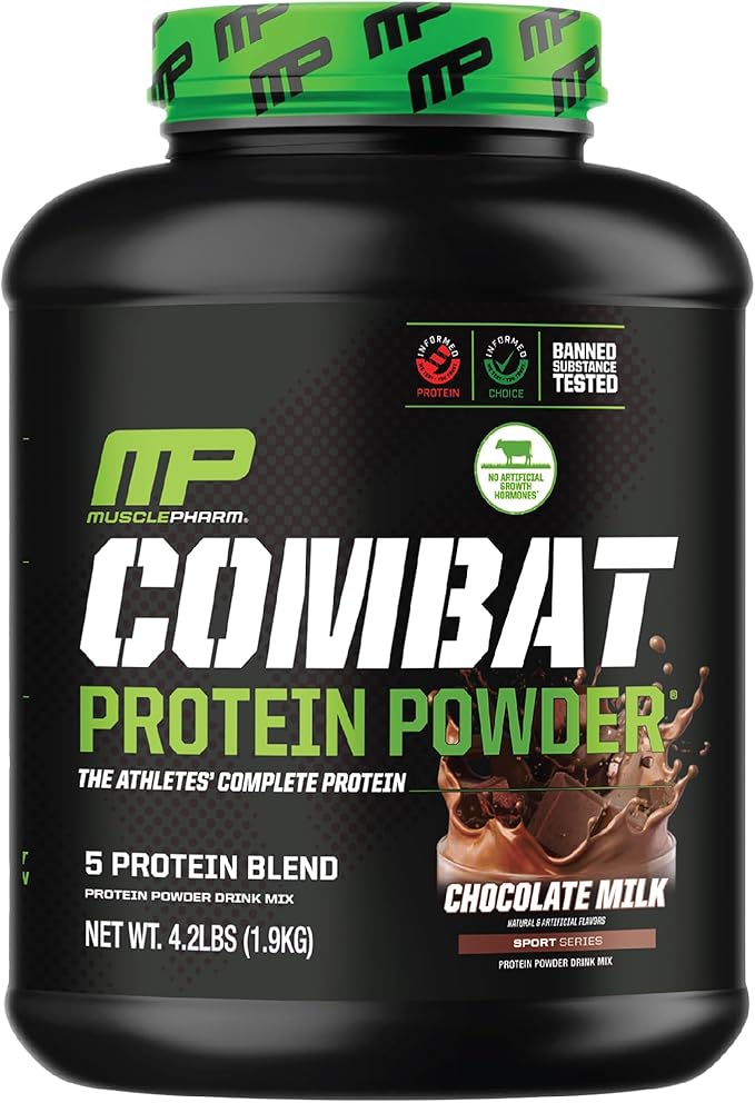 Muscle Pharm Combat Protein 4lb Chocolate Milk and Combat Chocolate Peanut Butter Sport Bars