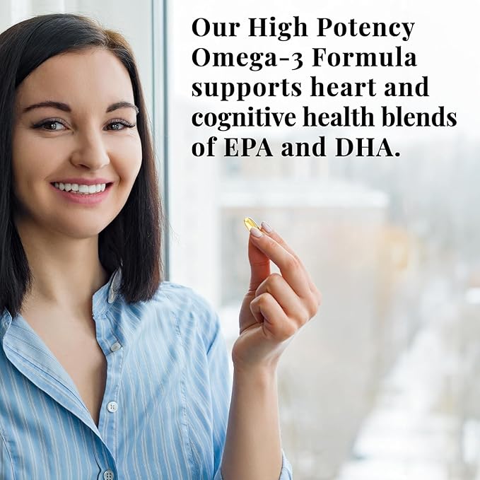 Basic Brands Smart Heart Odorless Omega-3 Fish Oil 1000mg - Triple Strength EPA &amp DHA Non-GMO Heart &amp Cognitive Support - 90 Burpless Softgels - 2-Pack
