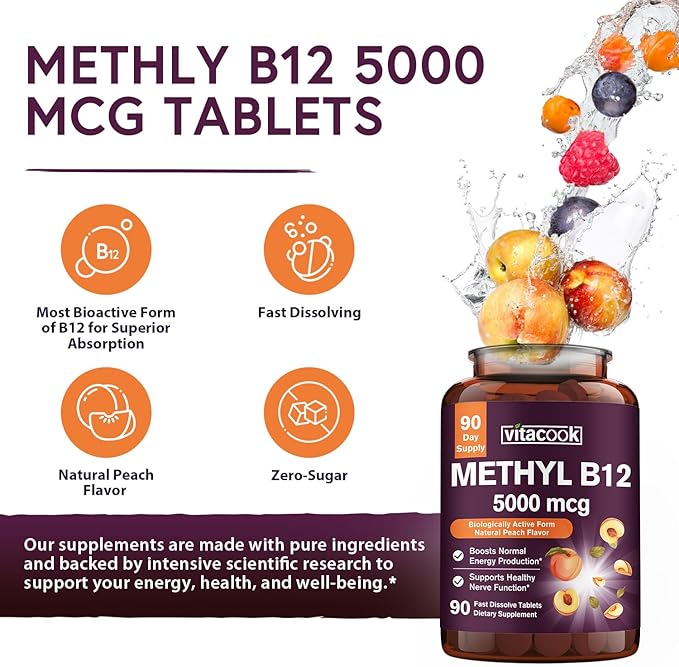 Iron and Vitamin B12 Bundle 5000 mcg B12 Zero Sugar Carbonyl Iron with Vitamin C Gentle on The Stomach