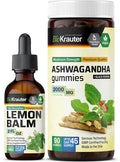 BIO KRAUTER Lemon Balm Tincture 2 Fl. Oz. &amp Ashwagandha 90 Gummies.