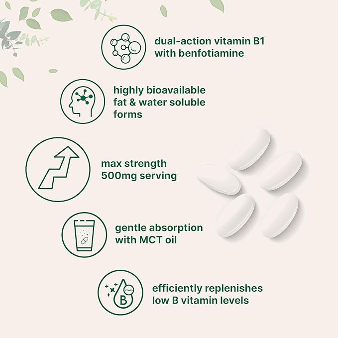 Micro Ingredients Vitamin B1 Thiamine 500mg with Benfotiamine &amp MCT Oil 240 Softgels | Highly Bioavailable Thiamine Supplement for Energy &amp Nervous System Support* | Non-GMO Soy Free