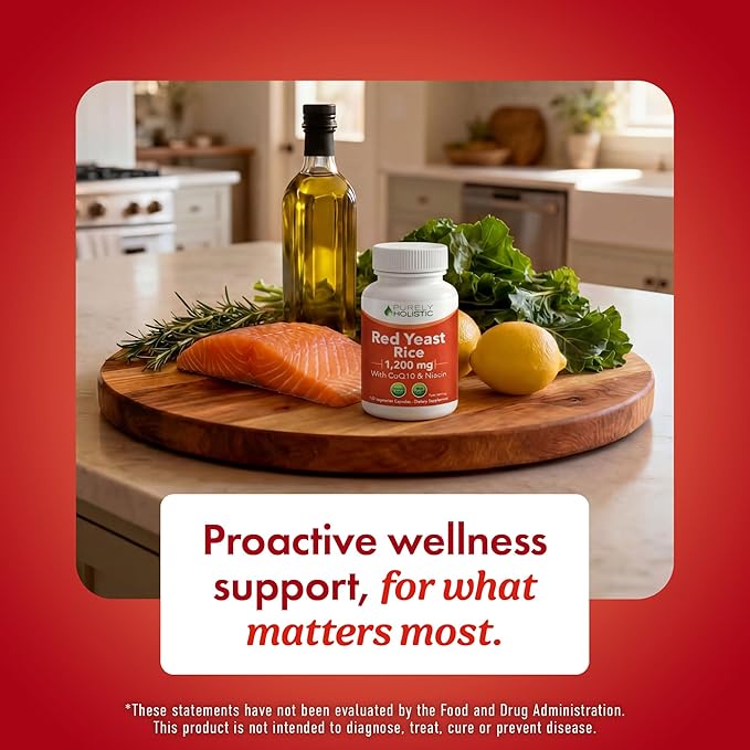 Red Yeast Rice with CoQ10 Supplement | Healthy Cholesterol Levels &amp Heart Health Support | Extra Strength Red Yeast Rice 1200 MG (600 MG Per Capsule) with Monakolin K | No Citrinin Non-GMO | 120