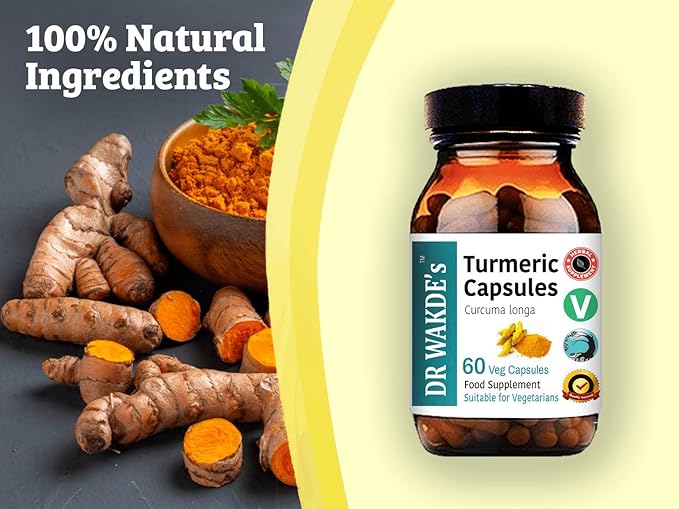 DR WAKDE'S Turmeric Capsules (Curcuma Longa 60 Veg Caps Plant-Based Supplement Ayurvedic Herb All Natural Vegan)