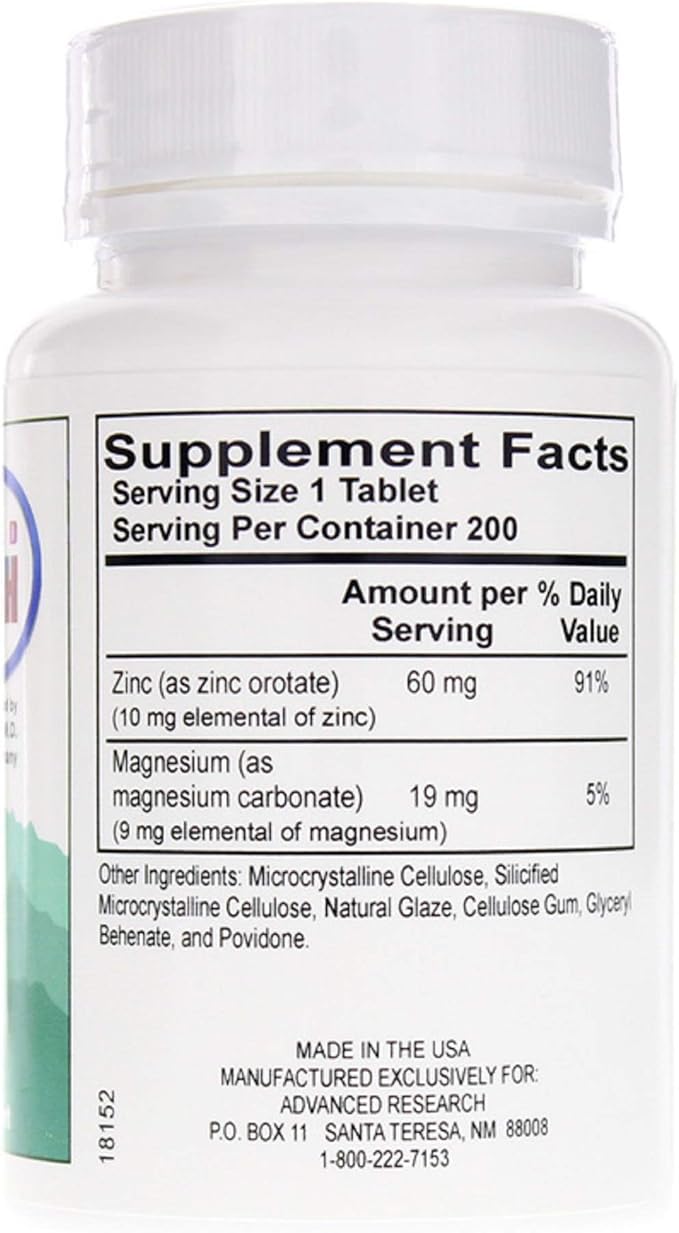 Zinc Orotate 60 mg 200 Tabs (Pack of 2)