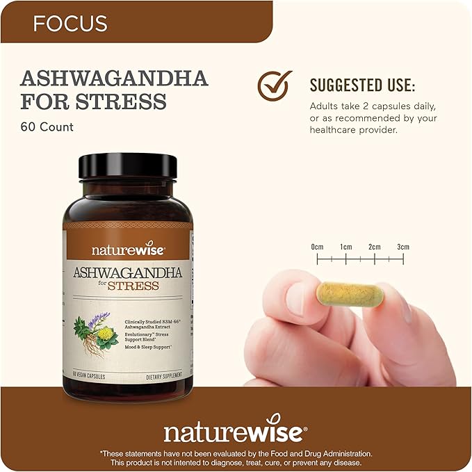 NatureWise [1] Probiotics 70 Billion CFU + Organic Prebiotics - 30 Capsules[1-Month Supply] + [1] Ashwagandha for Stress + GABA &amp L-Theanine - 60 Capsules[30-Day Supply]