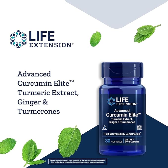 Life Extension Curcumin Elite Turmeric Ginger Extract &amp Vitamin D3 5000 IU Softgels - Healthy Inflammatory Immune Response and Bone Brain Health - 30 &amp 60 Count