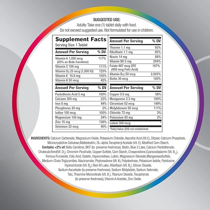 Silver Women 50 Plus Pack of 2 Multivitamin for Women Minerals Vitamins &amp Supplements Hair Skin and Nails Vitamins Vitamin C Antioxidants Supplement 275Ct Tablets (275)