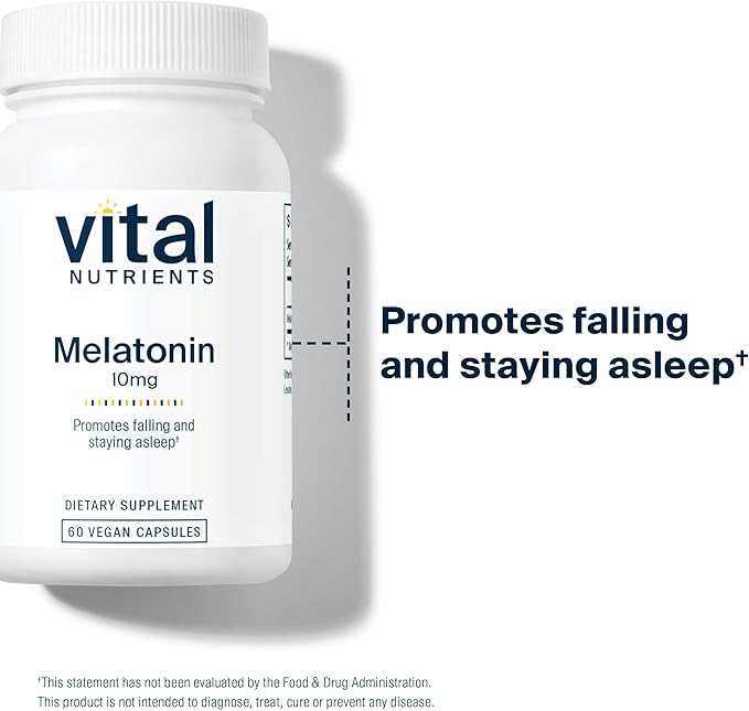 Vital Nutrients Melatonin 10mg - Vegan - Sleep Supplement to Support the Body's Natural Sleep Cycle* - Gluten Dairy Soy Free - 60 Capsules