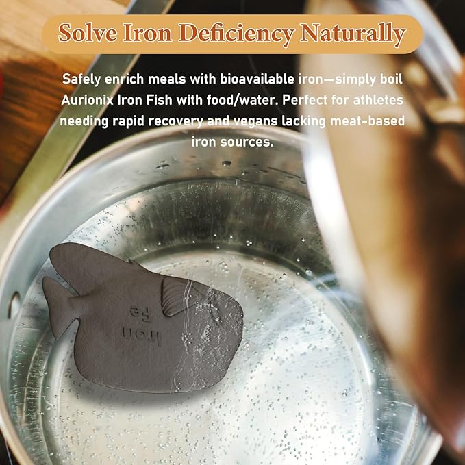 Iron Fish 2 Pack lron Fish Cooking Tool Boosts Iron in Food &amp Water Ideal for Anemia Athletes &amp Vegans (Fish + Turtle)