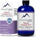 HoneyCombs Vitamin B3 Niacin Supplement Liquid Drops - High Potency Vitamin B3 Liquid Drops for Men &amp Women - Maintain Digestive System Skin Tongue Energy and More - Vegan Niacin Drop (16 Fl oz