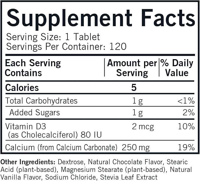 Children's Chewable Calcium with Vitamin D3 Natural Chocolate 120 Tablets Kirkman Labs