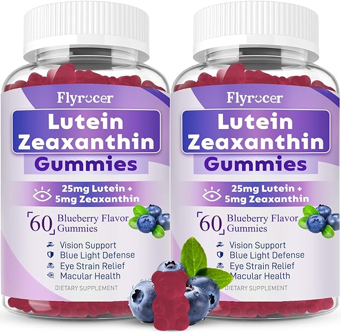 Sugar Free Lutein Gummies 25mg Lutein and Zeaxanthin Supplements for Eye Health13-in-1 Eye Care Formula with Omega-3 Bilberry Saffron-Vision Health Eye StrainDry EyesVegan Blueberry Flavor 120 Ct