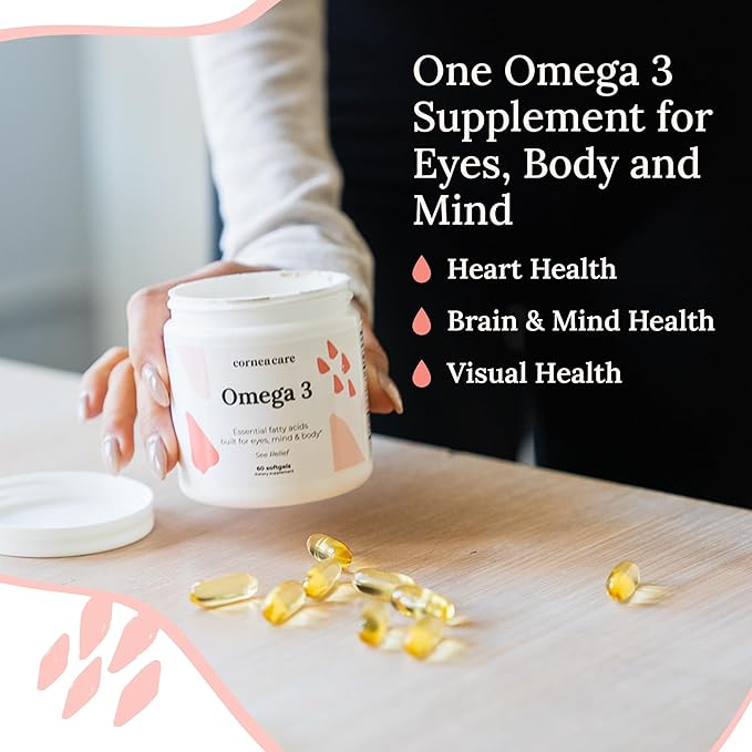 CorneaCare Triple Strength Omega 3 | Omega Fish Oil for Eyes | Eye Health Supplements | 60 Softgels
