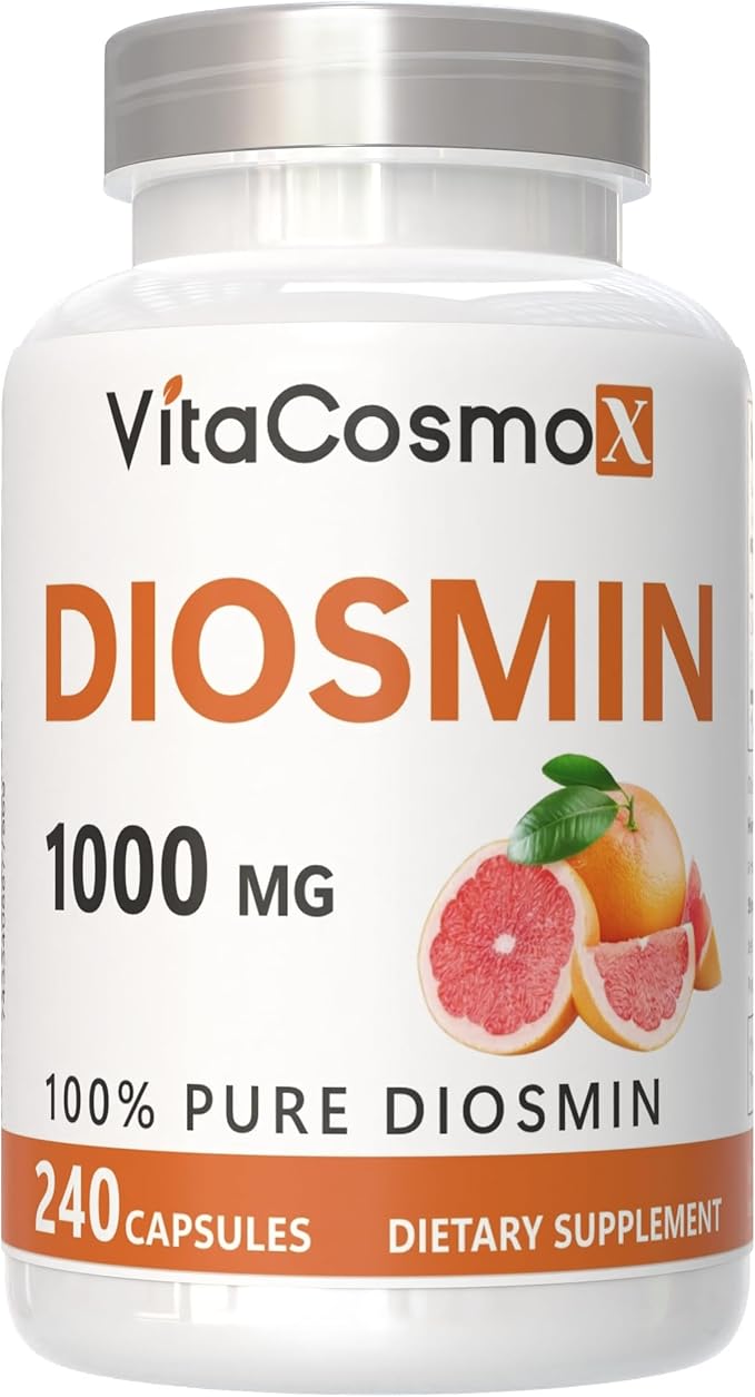 Diosmin Capsules 240 Count 1000 mg Serving Vegan Citrus Bioflavonoids 100% Vegetarian Non-GMO &amp Gluten Free Diosmin Supplement with Max Strength - 2 Packs