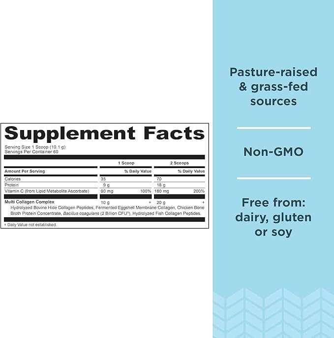 Ancient Nutrition Multi Collagen Protein Powder Unflavored 60 Servings + Multi Collagen Protein Powder Stick Packs Unflavored 40 Packs